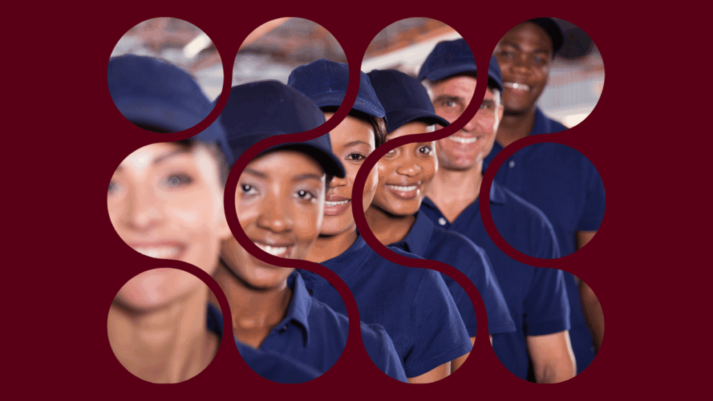 Teamfoto mit einheitlicher Arbeitskleidung – professionelles Offline Branding für Unternehmen